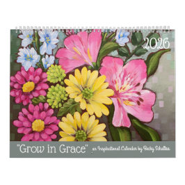 2026 Wachse in Gnade Inspirierender Blumenkalender Kalender