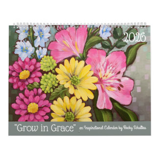 2026 Wachse in Gnade Inspirierender Blumenkalender Kalender