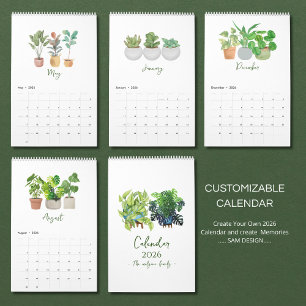 2026 Wasserfarbe Sukkulenten & Blattkalender   Bot Kalender
