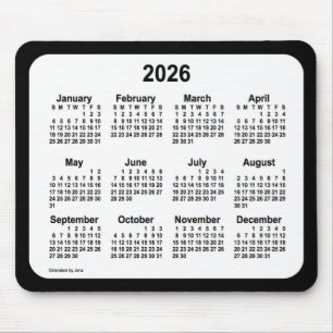 2026 White on Black Calendar by Janz Two Tone Mousepad