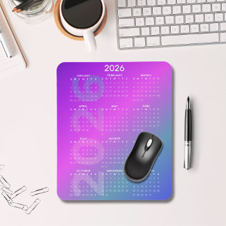 2026 Year Calendar Gradient Background Vertical  Mousepad