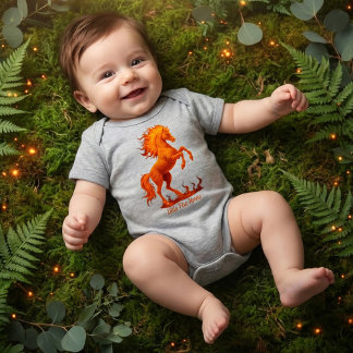 2026 Year of the Fire Horse Chinese Zodiac Baby Strampler