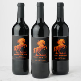 2026 Year of the Fire Horse Chinese Zodiac Weinetikett