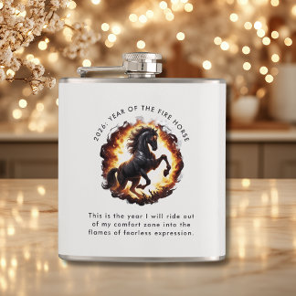 2026 Year of the Fire Horse Motivational Quote Flachmann