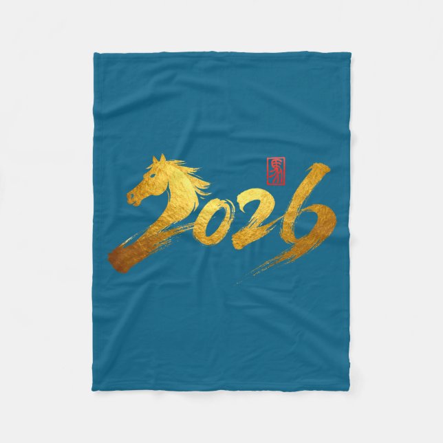 2026 Year Of The Horse Calligraphy Chinese Lunar N Fleecedecke (Vorderseite)