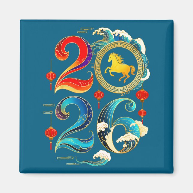 2026 Year Of The Horse Lunar Chinese New Year 2026 Magnet (Vorne)