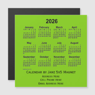 2026 Yellow Green Business Calendar von Janz Magnetkarte