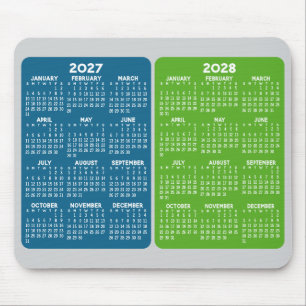 2027 2028 2-Jahres-Kalender - Jahresansicht blau g Mousepad