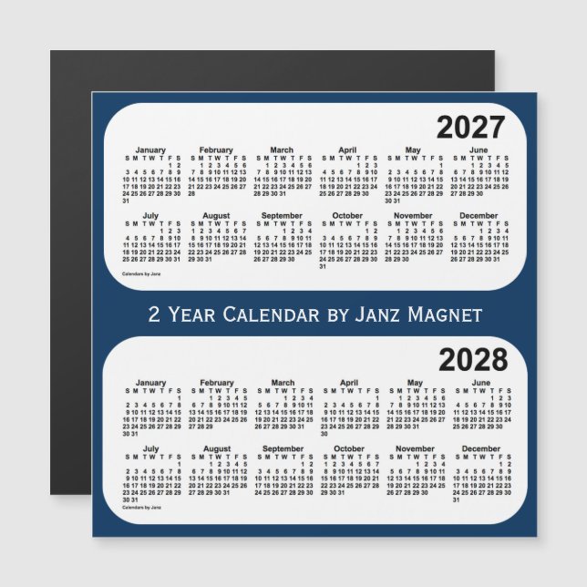 2027-2028 Police Box Blue 2 Year Calendar by Janz Magnetkarte (Vorne/Hinten)