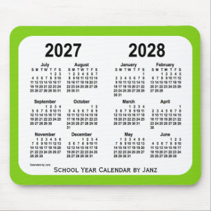 2027-2028 Yellow Green School Calendar by Janz Mousepad