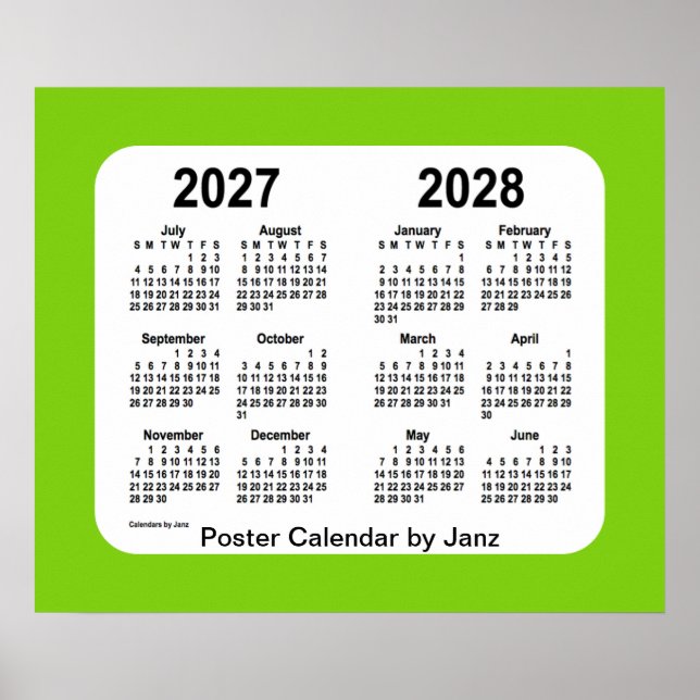 2027-2028 Yellow Green School Calendar by Janz Poster (Vorne)