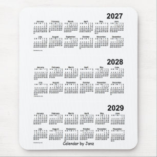 2027-2029 weißer 3-jähriger Kalender durch Janz Mousepad