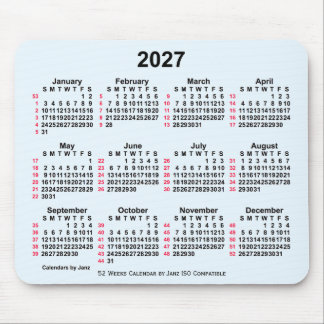 2027 Alice Blue 52 Weeks ISO Calendar by Janz Mousepad