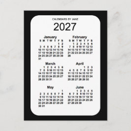 2027 Black 6 Month Mini Kalender von Janz Postkarte