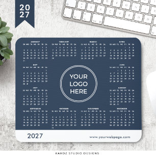 2027 Blaues Business-Logo-Mauspad-Kalender Mousepad