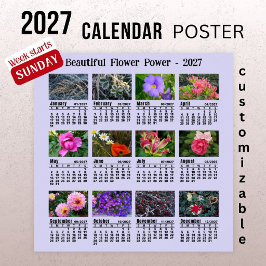 2027 Blumen-Foto-Kalender - Sonntagswoche  Poster