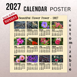 2027 Blumen-Foto-Kalender - Sonntagswoche  Poster