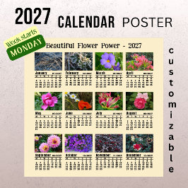 2027 Blumen-Fotokalender - Montagswoche  Poster
