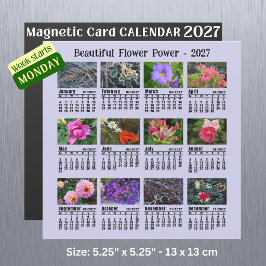2027 Blumenkalender - Montag Woche Magnetkarte 