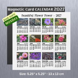 2027 Blumenkalender - Montag Woche Magnetkarte 