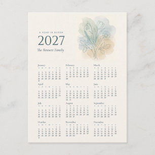2027 Botanischer Familienkalender Postkarte