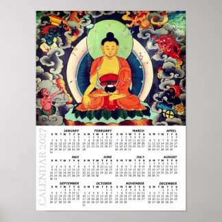 2027 Buddha-Kalender, Shakyamuni-Gemälde, Nepal Poster