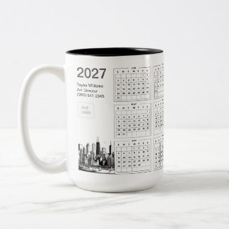 2027 Chicago Skyline Business Logo Minimalist Zweifarbige Tasse
