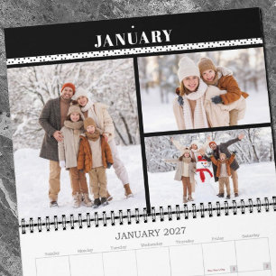 2027 einfache moderne minimale Familienfotocollage Kalender