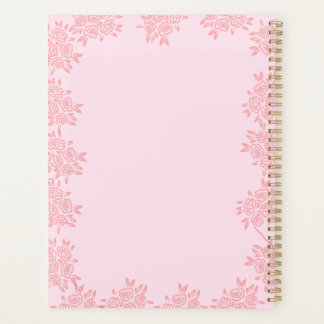 2027 Eleganter rosa Blumen-Hardcover-Spiral-Planer Planer