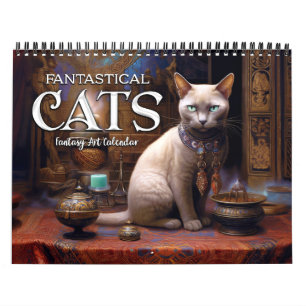 2027 Fantastische Katzen 3 Fantasy-Kunstkalender Kalender