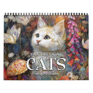 2027 Fantastische Katzen 5 Fantasy-Kunstkalender Kalender