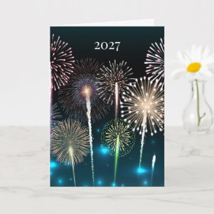 2027 Feuerwerk, Frohes Neujahrsgruß  Karte