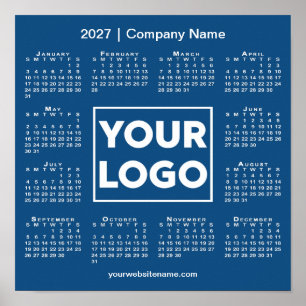 2027 Firmenlogo und Name Blau Kalender Firma Poster