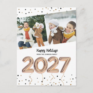 2027 Frohe Feiertage Foto Ballonzahlen Feiertagspostkarte