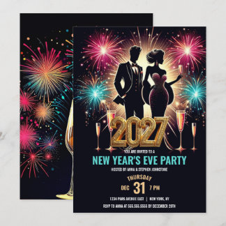 2027 Glamorous New Year's Eve Party Fireworks Einladung