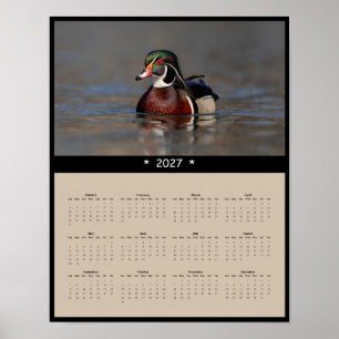 2027 Holzente-Wandkalender - Natur Vögel Poster