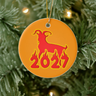 2027 Jahr der feurigen Ziege Keramik Ornament
