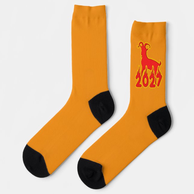 2027 Jahr der feurigen Ziege Socken (Linkes Detail)