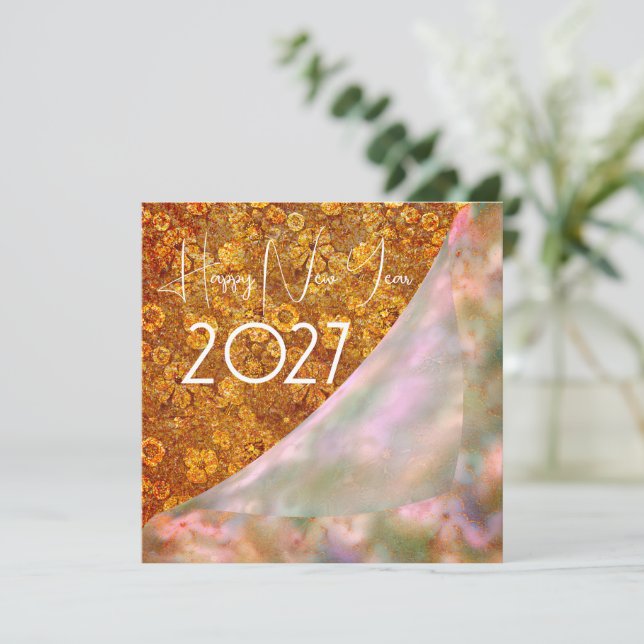 2027 Jahr enthüllt - goldene Blumen (Stehend Vorderseite)