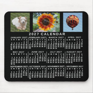 2027 Jahr Monats Kalender Schwarz Benutzerdefinier Mousepad