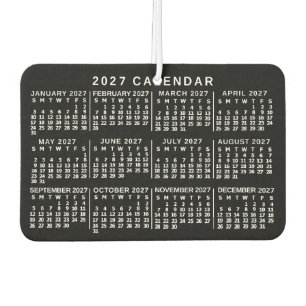 2027 Jahres-Monats-Kalender Klassisch Schwarz und Autolufterfrischer