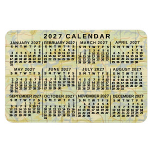2027 Jahresmonatskalender Antike Karte Großdruck Magnet