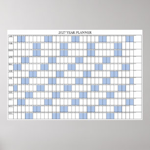 2027 Jahresübersicht Einfacher Wandplaner Kalender Poster