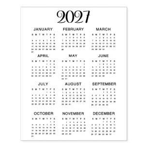 2027 Kalender #1 Vier Zeilen, drei Spalten Gummistempel