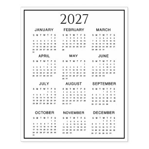 2027 Kalender #2 Vier Zeilen, drei Spalten Gummistempel