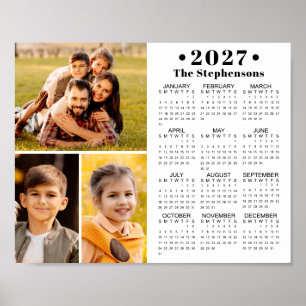 2027 Kalender 3 Foto-Collage Personalisiertes Post Poster