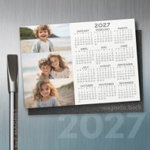 2027 Kalender - 3 Fotos - Basic Grey White Magnet