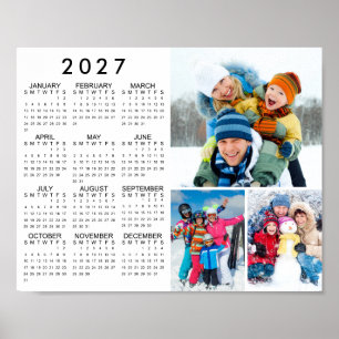 2027 Kalender 3 Fotos Einfaches Poster