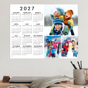 2027 Kalender 3 Fotos Einfaches Poster