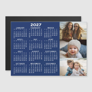2027 Kalender 3 Fotos Minimal Blau Weiß Magnet